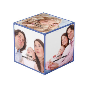 Custom Family Photos Fathers Day Blue Photo Cube