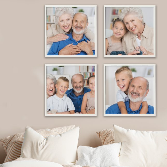 Custom Family Photos Modern Trendy 4 Wall Gallery Peel And Stick Photo Tile (Creator Uploaded)