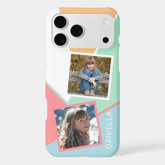 Custom Family Photos on Geometric Mosaic Pattern Case-Mate iPhone Case (Back)