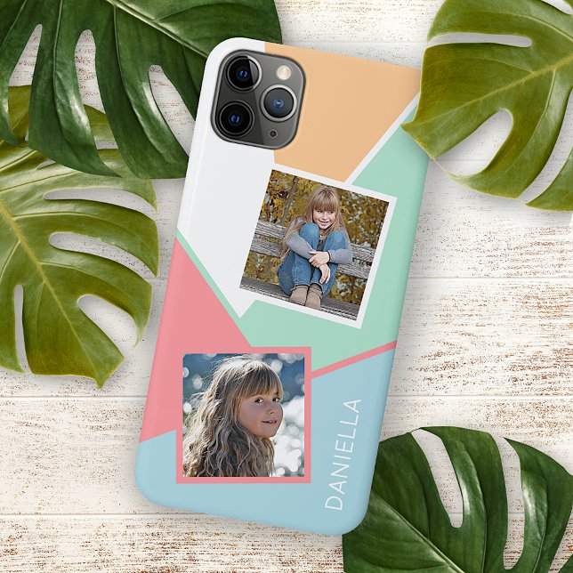 Custom Family Photos on Geometric Mosaic Pattern Case-Mate iPhone Case (Creator Uploaded)