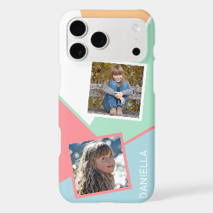 Custom Family Photos on Geometric Mosaic Pattern iPhone 17 Pro Max Case