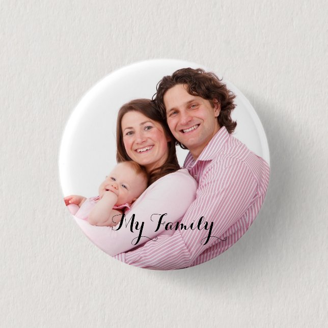 Custom, family picture pinback button (Front)