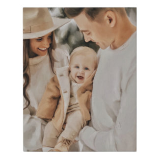Custom family portrait from photo faux canvas print