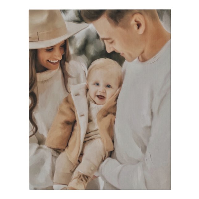Custom family portrait from photo faux canvas print (Front)