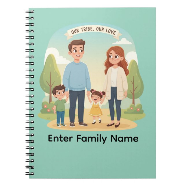 Custom Family Portrait Our Tribe Our Love Notebook (Front)