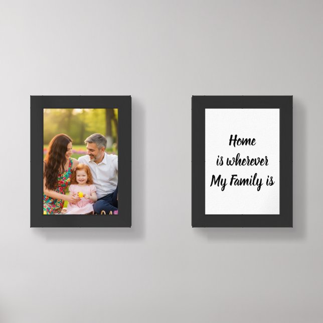 Custom Family Portrait Personalized Message Wall Art Sets (Front)