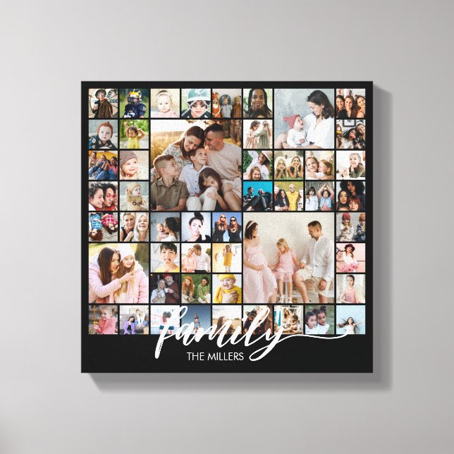Custom Family Portrait Photo Collage 50 Pictures Canvas Print (Front)
