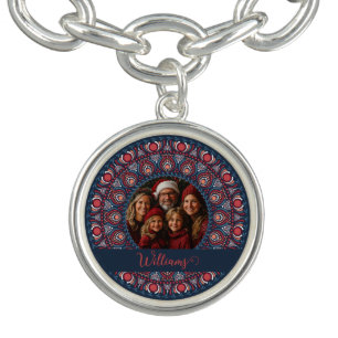 Custom Family Portrait Russet Christmas Mandala Bracelet