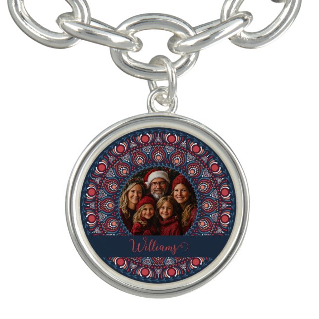 Custom Family Portrait Russet Christmas Mandala Bracelet (Design)