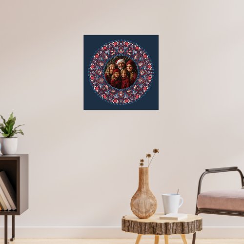 Custom Family Portrait Russet Christmas Mandala Poster