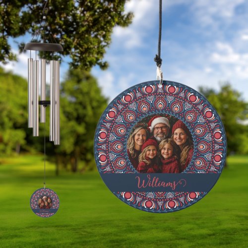 Custom Family Portrait Russet Christmas Mandala Wind Chime