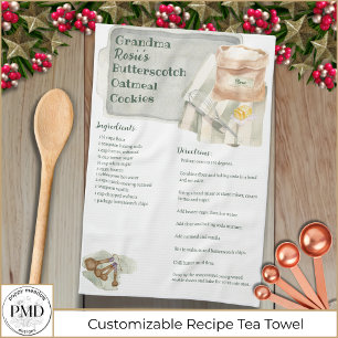 Custom Family Recipe Keepsake Rustic Baking Kitchen Towel