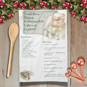 Custom Family Recipe Keepsake Rustic Baking Kitchen Towel