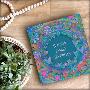 Custom Family Recipe Name Pretty Floral Cookbook 3 Ring Binder