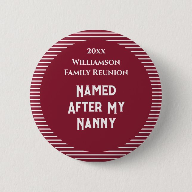 Custom Family Reunion Award  Button (Front)