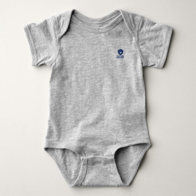 Custom Family Reunion Baseball Jersey Style Baby Bodysuit (Front)
