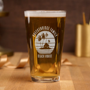 Custom Family Reunion Beach House Name Pint Glass