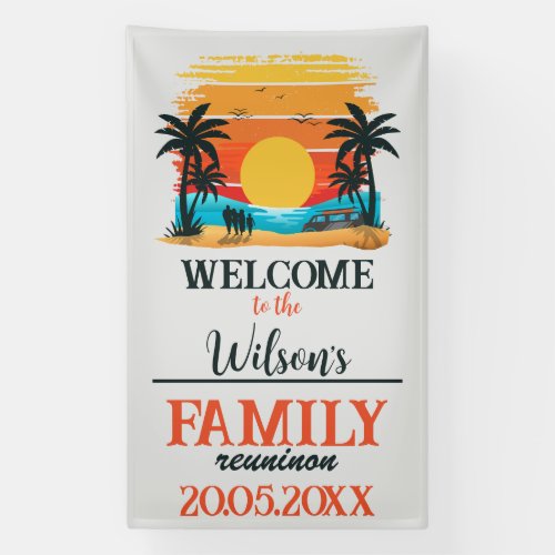 Custom Family Reunion Beach Sunset Palms Trees  Banner