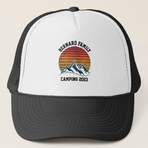 CUSTOM FAMILY REUNION CAMPING SUNSET MOUNTAIN TRIP TRUCKER HAT