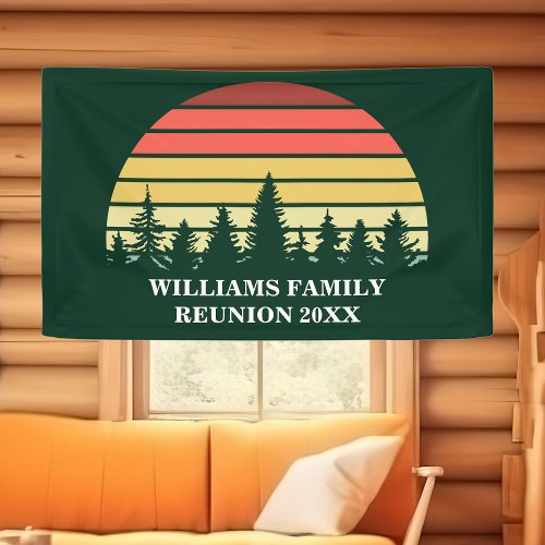 Custom Family Reunion Forest Sunset Green Trees Banner