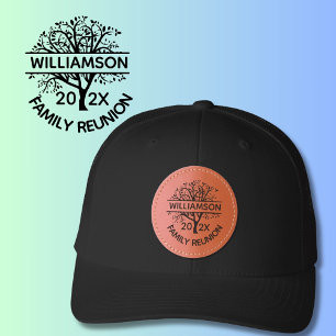 Custom Family Reunion Genealogy Tree Leather Patch Hat