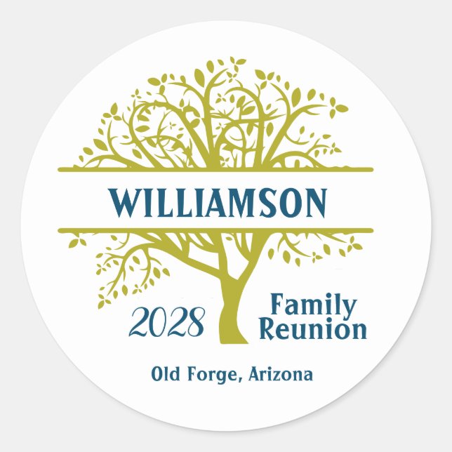 Custom Family Reunion Genealogy Tree Matching   Classic Round Sticker (Front)