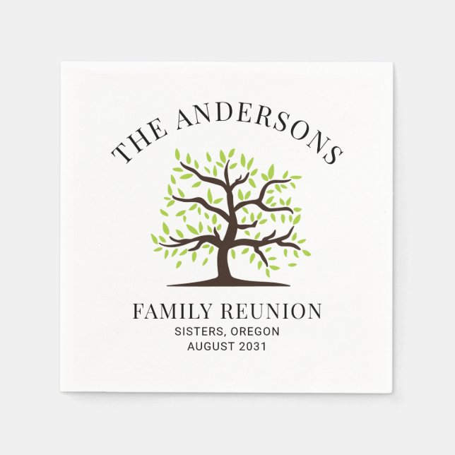Custom Family Reunion Genealogy Tree Napkins (Front)