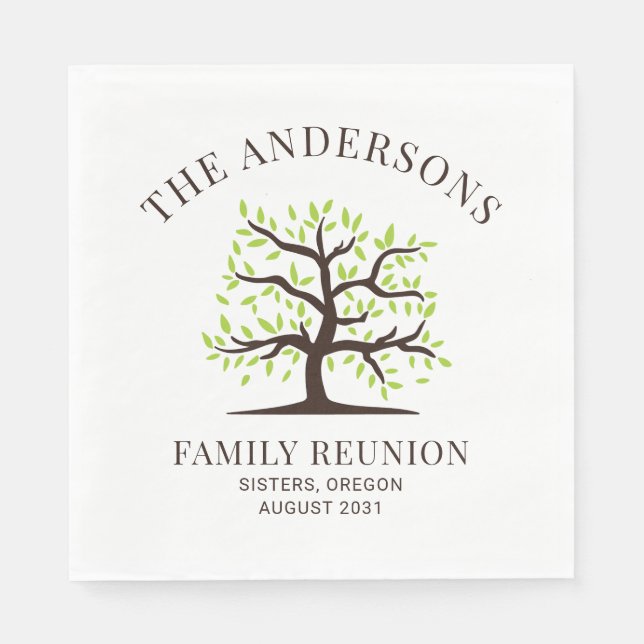 Custom Family Reunion Genealogy Tree Paper Napkins (Front)