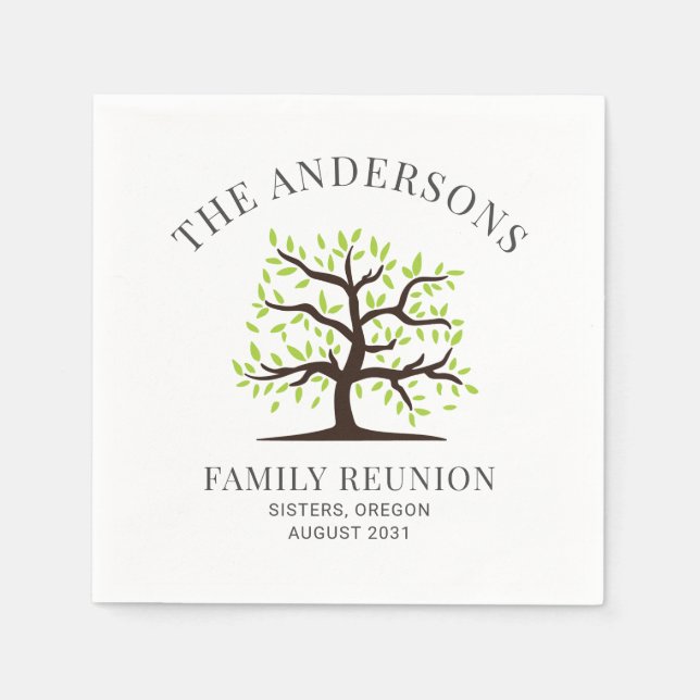 Custom Family Reunion Genealogy Tree Paper Napkins (Front)
