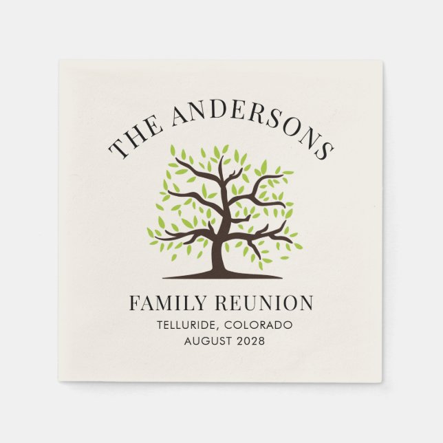 Custom Family Reunion Genealogy Tree Party Paper Napkins (Front)