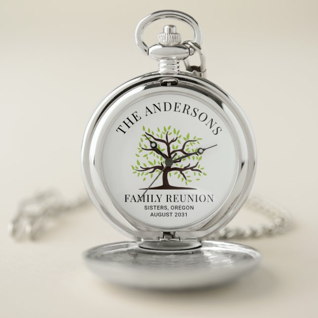 Custom Family Reunion Genealogy Tree Pocket Watch (Inside)