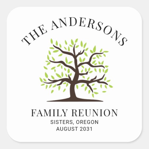 Custom Family Reunion Genealogy Tree Square Sticker