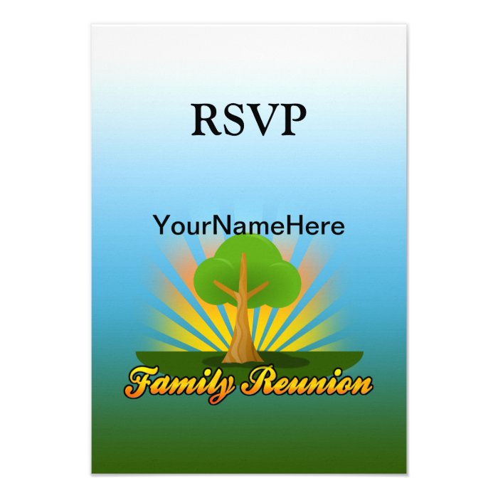 Custom Family Reunion, Green Tree with Sun Rays Invitations