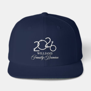 Custom Family Reunion Hat, Elegant Navy Silver Visor