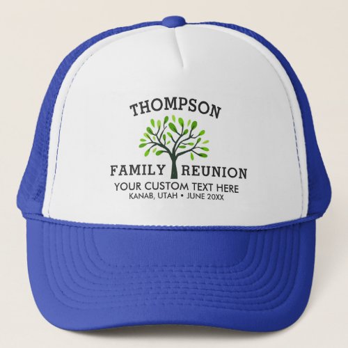 Custom Family Reunion Hat Tree Name Location Date Trucker Hat