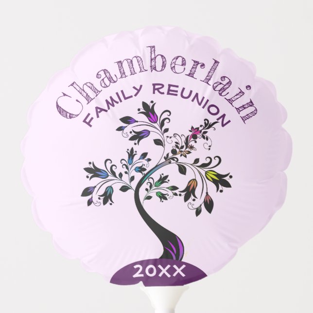 Custom Family Reunion Multicolor Floral Tree Balloon (Front)