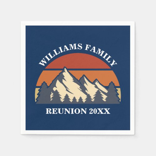 Custom Family Reunion Party Blue Mountain Sunset Napkins