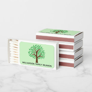 Custom Family Reunion Party Green Tree Matchboxes