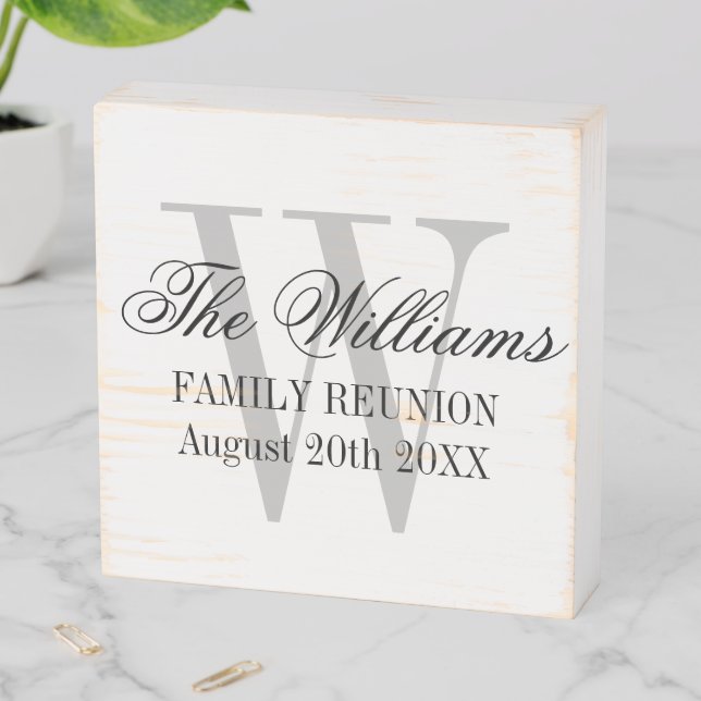 Custom family reunion party wooden box sign (In Situ Horizontal)
