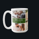 Custom Family Reunion Photos with name Year green Coffee Mug<br><div class="desc">A wonderful family reunion souvenir. This mug has a collage of photos you can personalize with the family member, children, grandparents, moms and dads, aunts, uncles, even pets. Include the family last name and year of the reunion. They'll be so excited to have such a useful, fun and thoughtful gift...</div>