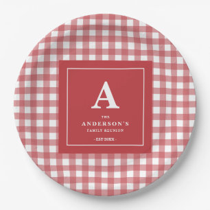 Custom Family Reunion Red Gingham Paper Plates