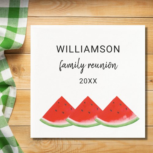 Custom Family Reunion Red Watermelon Napkins