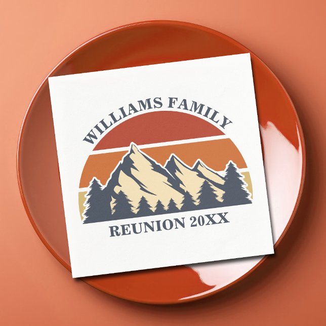 Custom Family Reunion Road Sunset Mountain Party Napkins (Creator Uploaded)