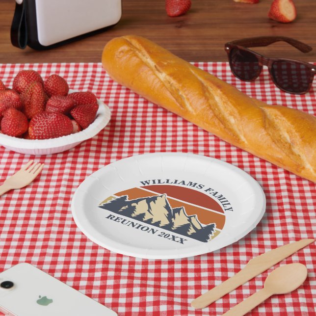 Custom Family Reunion Road Sunset Mountain Party Paper Plates (Picnic)