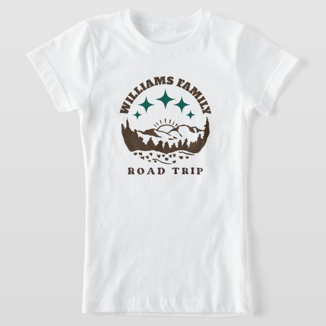 custom Family Reunion Road Trip mountain brown T-Shirt (Laydown)