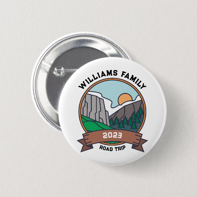 Custom Family Reunion Road Trip Mountain Button (Front & Back)