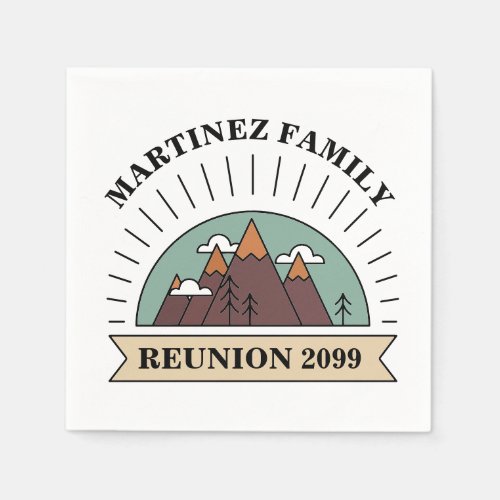 Custom Family Reunion Road Trip Mountain Sun Napkins