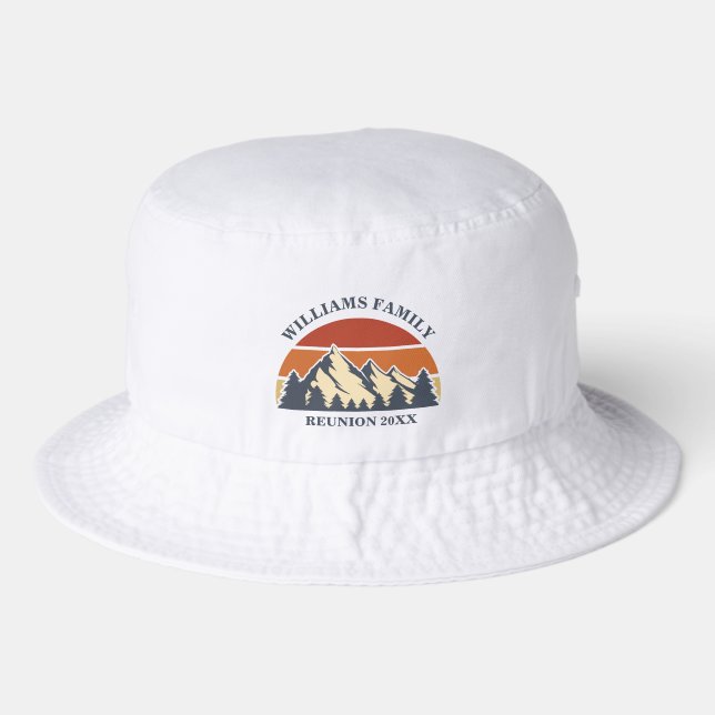 Custom Family Reunion Road Trip Mountain Sunset Bucket Hat (Front)