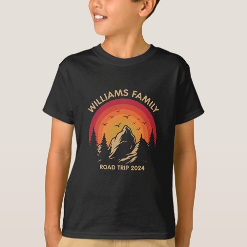 Custom Family Reunion Road Trip Mountain Sunset T_Shirt