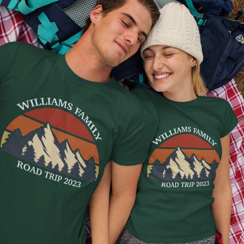 Custom Family Reunion Road Trip Mountain Sunset T_Shirt